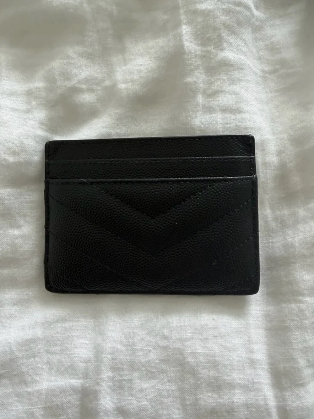 YSL Monogram Card Case in Grained Leather